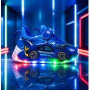 Pantofi sport cu lumini led, masinuta albastra, piele ecologica, baieti adled-1-1xx