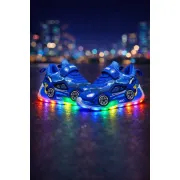 Pantofi sport cu lumini led, masinuta albastra, piele ecologica, baieti adled-1-1xx