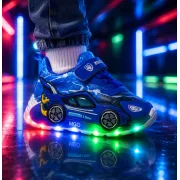 Pantofi sport cu lumini led, masinuta albastra, piele ecologica, baieti adled-1-1xx