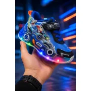 Pantofi sport cu lumini led, model carting, albastru adt-71