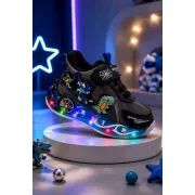 Pantofi sport cu lumini led, model playful, negru adt-60-3