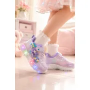Pantofi sport cu luminite, model you and me, piele ecologica, fete, mov ad30-8-8x