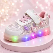 Pantofi sport cu luminite si sclipici, model premium style, piele ecologica, fete, roz ad30-75
