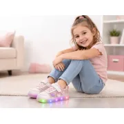 Pantofi sport cu luminite si sclipici, model premium style, piele ecologica, fete, roz ad30-75