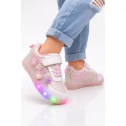 Pantofi sport cu luminite si sclipici, model premium style, piele ecologica, fete, roz ad30-75