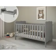 Patut Evolutiv 140x70cm Isabel 3a N1 Gri ,   Pat Bebe + Junior + Pat Pree Colar, Somiera Reglabila 3 Pozitii + Trepte Detae Abile   En 716 - Copie Pjbisabel140_g