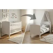 Patut Evolutiv 140x70cm Philip 3a N1 Alb ,   Pat Bebe + Junior + Pat Pree Colar, Somiera Reglabila 3 Pozitii + Trepte Detae Abile   En 716 Pjbphilip140_w