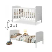 Patut Evolutiv 140x70cm Philip 3a N1 Alb ,   Pat Bebe + Junior + Pat Pree Colar, Somiera Reglabila 3 Pozitii + Trepte Detae Abile   En 716 Pjbphilip140_w