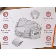 Perna Alaptare Momcozy CozyPro cu suport ergonomic lombar Grey