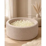 Piscina Cu Bile Meowbaby Dune 90x30cm Bej Nisipiu ,   200 Bile Incluse (culoare La Alegere), Material Catifea Premium, Husa Lavabila Pjbmdubao22050