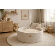 Piscina Cu Bile Meowbaby Dune 90x30cm Bej Nisipiu ,   200 Bile Incluse (culoare La Alegere), Material Catifea Premium, Husa Lavabila Pjbmdubao22050