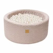 Piscina Cu Bile Meowbaby Dune 90x30cm Bej Nisipiu ,   200 Bile Incluse (culoare La Alegere), Material Catifea Premium, Husa Lavabila Pjbmdubao22050