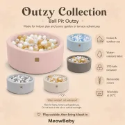 Piscina Cu Bile Outzy Meowbaby 90x30cm Bej (oat Blush Beige) ,   200 Bile Incluse (culoare La Alegere), Husa Detae Abila Lavabila, Interior Exterior Pjbmobao2660