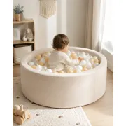 Piscina Cu Bile Outzy Meowbaby 90x30cm Bej (oat Blush Beige) ,   200 Bile Incluse (culoare La Alegere), Husa Detae Abila Lavabila, Interior Exterior Pjbmobao2660