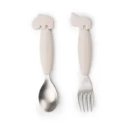 Set furculita si lingura Done by Deer Easy-grip Deer Friends Sand