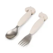 Set furculita si lingura Done by Deer Easy-grip Deer Friends Sand