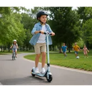 Trotineta electrica copii kidscare e69, motor 130w, baterie 24v 2.5ah, viteza 14 km/h, lumini, alb