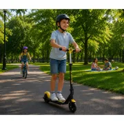 Trotineta electrica copii kidscare e70, motor 130w, baterie 24v 2.5ah, viteza 14 km/h, lumini, galben