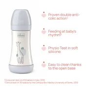 Biberon Chicco Perfect5 240ml, biofunctional, anti-colici, tetina silicon, flux mediu, fata, 2luni CHC2022312-7
