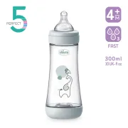 Biberon Chicco Perfect5 300ml, biofunctional, anti-colici, tetina silicon, flux rapid, baiat, 4luni CHC2023522-7