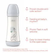 Biberon Chicco Perfect5 300ml, biofunctional, anti-colici, tetina silicon, flux rapid, fata, 4luni CHC2023512-7