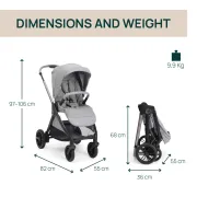 Carucior copii 3 in 1 Chicco Bellagio 2, Lunar Rock (gri deschis), 0luni+ CHC8718340+8713740+8714640-8