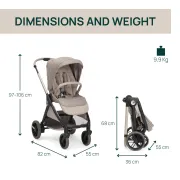 Carucior copii 3 in 1 Chicco Bellagio Primo, First Seat Recline, ComoLake (bej), 0luni+ CHC8724006+8713706+8710006-8