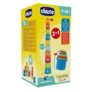 Jucarie de sortare si stivuire Chicco 2 in 1 Piramida de canute, 9-36luni CHC07511-1_NA