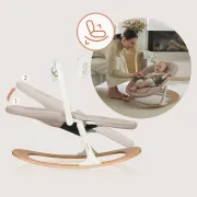 Balansoar, Lionelo, Celia, Manual, Cu 2 pozitii de inclinare, Cu centuri de siguranta in 5 puncte, Bara cu jucarii inclusa, Baza din lemn de fag, Husa detasabila si lavabila, Pana la 9 kg, Bej BYNLO-CELIA_ROCKER_NATURAL_WOOD
