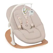 Balansoar, Lionelo, Celia, Manual, Cu 2 pozitii de inclinare, Cu centuri de siguranta in 5 puncte, Bara cu jucarii inclusa, Baza din lemn de fag, Husa detasabila si lavabila, Pana la 9 kg, Bej BYNLO-CELIA_ROCKER_NATURAL_WOOD