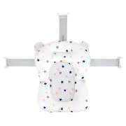 Cadita de baie pliabila, Qmini, Foldy Pro, Cu suport metalic si pernuta de baie, Cu termometru electronic, Cu dop si furtun pentru scurgere, Antiderapanta, 80&times;49 cm, Alb/Gri BYNFG490
