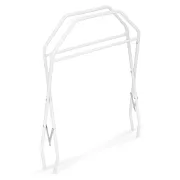 Cadita de baie pliabila, Qmini, Foldy Pro, Cu suport metalic si pernuta de baie, Cu termometru electronic, Cu dop si furtun pentru scurgere, Antiderapanta, 80&times;49 cm, Alb/Gri BYNFG490