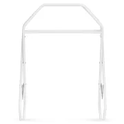 Cadita de baie pliabila, Qmini, Foldy Pro, Cu suport metalic si pernuta de baie, Cu termometru electronic, Cu dop si furtun pentru scurgere, Antiderapanta, 80&times;49 cm, Alb/Gri BYNFG490