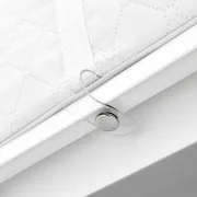 Cadita de baie pliabila, Qmini, Foldy Pro Care, Cu suport metalic si masuta de infasat, Cu termometru electronic, Cu dop si furtun pentru scurgere, Antiderapanta, 80&times;49 cm, Alb/Gri BYNFG2205