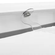 Cadita de baie pliabila, Qmini, Foldy Pro Care, Cu suport metalic si masuta de infasat, Cu termometru electronic, Cu dop si furtun pentru scurgere, Antiderapanta, 80&times;49 cm, Alb/Gri BYNFG2205