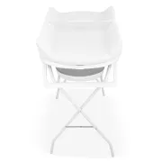 Cadita de baie pliabila, Qmini, Foldy Pro Care, Cu suport metalic si masuta de infasat, Cu termometru electronic, Cu dop si furtun pentru scurgere, Antiderapanta, 80&times;49 cm, Alb/Gri BYNFG2205