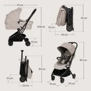 Carucior 2 in 1, Lionelo, Sia Flex, 7.6 kg, Include landou pliabil pe cadru, Ultracompact, Pliere rapida cu o mana, Copertina UPF50+, Cu accesorii incluse, 0-48 luni, Sustine 22 kg, Bej BYNLO-SIA_FLEX_BEIGE_SAND