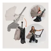 Carucior 2 in 1, Lionelo, Sia Flex, 7.6 kg, Include landou pliabil pe cadru, Ultracompact, Pliere rapida cu o mana, Copertina UPF50+, Cu accesorii incluse, 0-48 luni, Sustine 22 kg, Bej BYNLO-SIA_FLEX_BEIGE_SAND