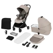 Carucior 2 in 1, Lionelo, Sia Flex, 7.6 kg, Include landou pliabil pe cadru, Ultracompact, Pliere rapida cu o mana, Copertina UPF50+, Cu accesorii incluse, 0-48 luni, Sustine 22 kg, Bej BYNLO-SIA_FLEX_BEIGE_SAND