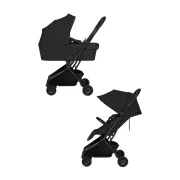 Carucior 2 in 1, Lionelo, Sia Flex, 7.6 kg, Include landou pliabil pe cadru, Ultracompact, Pliere rapida cu o mana, Copertina UPF50+, Cu accesorii incluse, 0-48 luni, Sustine 22 kg, Negru BYNLO-SIA_FLEX_BLACK_ONYX