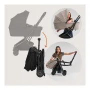 Carucior 2 in 1, Lionelo, Sia Flex, 7.6 kg, Include landou pliabil pe cadru, Ultracompact, Pliere rapida cu o mana, Copertina UPF50+, Cu accesorii incluse, 0-48 luni, Sustine 22 kg, Negru BYNLO-SIA_FLEX_BLACK_ONYX