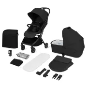 Carucior 2 in 1, Lionelo, Sia Flex, 7.6 kg, Include landou pliabil pe cadru, Ultracompact, Pliere rapida cu o mana, Copertina UPF50+, Cu accesorii incluse, 0-48 luni, Sustine 22 kg, Negru BYNLO-SIA_FLEX_BLACK_ONYX