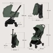 Carucior 2 in 1, Lionelo, Sia Flex, 7.6 kg, Include landou pliabil pe cadru, Ultracompact, Pliere rapida cu o mana, Copertina UPF50+, Cu accesorii incluse, 0-48 luni, Sustine 22 kg, Verde BYNLO-SIA_FLEX_GREEN_EMERALD