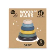 Jucarie de stivuire, Petite&Mars, Turn Orbit Wood of Mars, 10 cm, 36 luni+, Albastru/Multicolor BYN615728