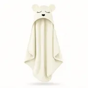 Prosop Bebelusi Din Bambus Cu Gluga Babysteps, Ecru Teddy, Ultra Absorbant, Delicat Pentru Pielea Sensibila Pjbc61485