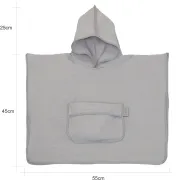 Prosop Poncho Pentru Bebelue I E I Copii, Din Bumbac Muselina Cu Gluga E I Buzunar, Gri, 60x65 Cm ,   Amy Pjb83892
