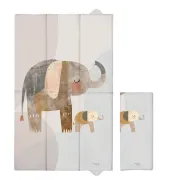 Saltea de infasat, Ceba Baby, Pliabila, 80x50 cm, Suprafata impermeabila, Multifunctionala, Pentru acasa si in deplasari, Basic Elephant Family BYNW-307-000-781