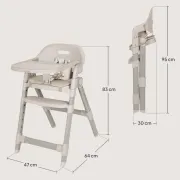 Scaun de masa, Lionelo, Matt, 3 in 1, Pliabil, Cu tava detasabila, Cu centuri de siguranta in 5 puncte, Suport pentru picioare si sezut reglabile, Pana la 110 kg, 6 luni &ndash; adult, Bej BYNLO-MATT_BEIGE_SAND