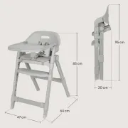 Scaun de masa, Lionelo, Matt, 3 in 1, Pliabil, Cu tava detasabila, Cu centuri de siguranta in 5 puncte, Suport pentru picioare si sezut reglabile, Pana la 110 kg, 6 luni &ndash; adult, Gri BYNLO-MATT_GREY_STONE