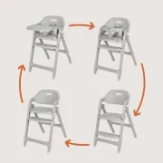Scaun de masa, Lionelo, Matt, 3 in 1, Pliabil, Cu tava detasabila, Cu centuri de siguranta in 5 puncte, Suport pentru picioare si sezut reglabile, Pana la 110 kg, 6 luni &ndash; adult, Gri BYNLO-MATT_GREY_STONE